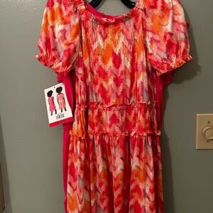 2 pack of Colorful Dress and Solid Pink Romper!